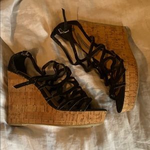 Steve Madden cork wedges with black straps